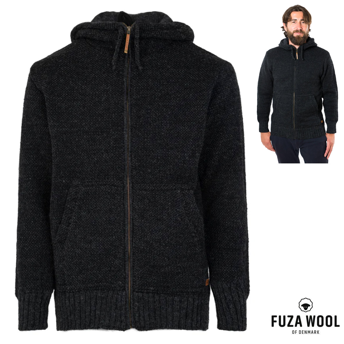 FUZA WOOL - Herren Merino Jacke DAI Hoodie FL Lamm Winterjacke