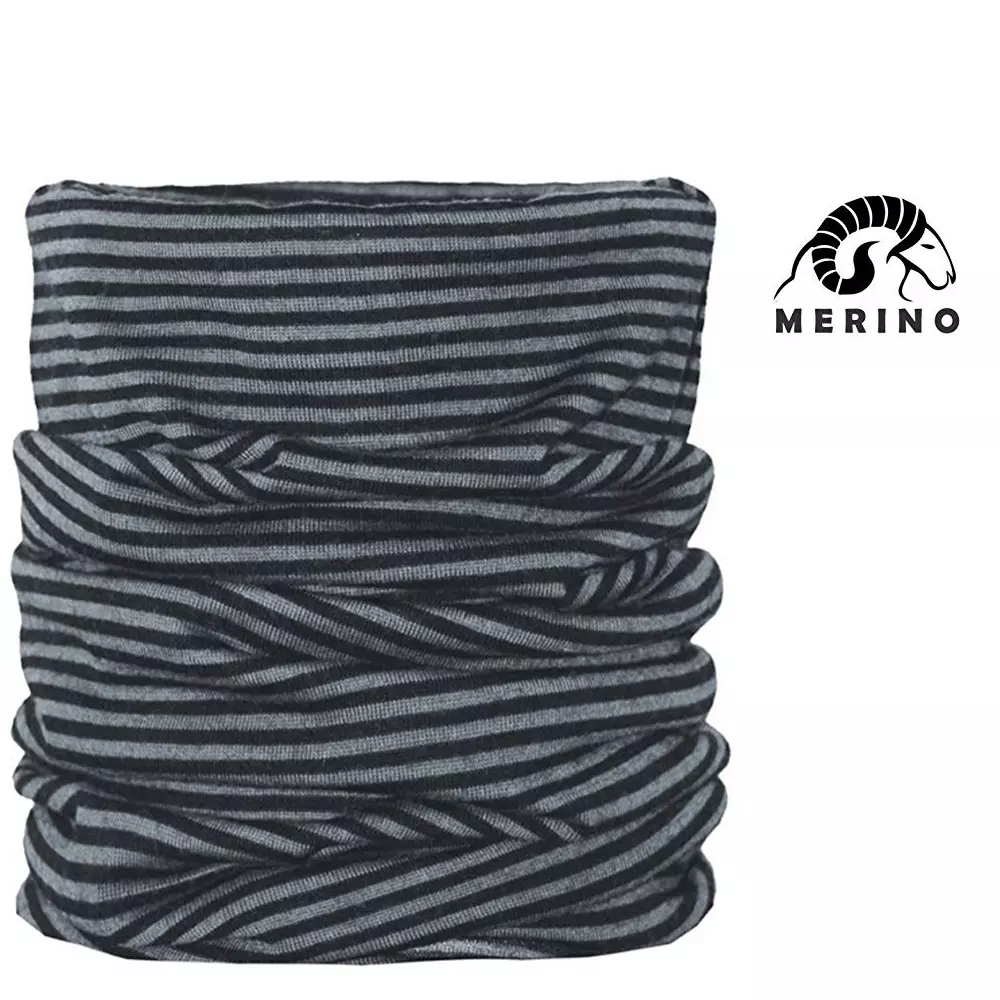 ARECO - MERINO Multifunktions-Halstuch Mütze Schal Neckwarmer - schwarz grau