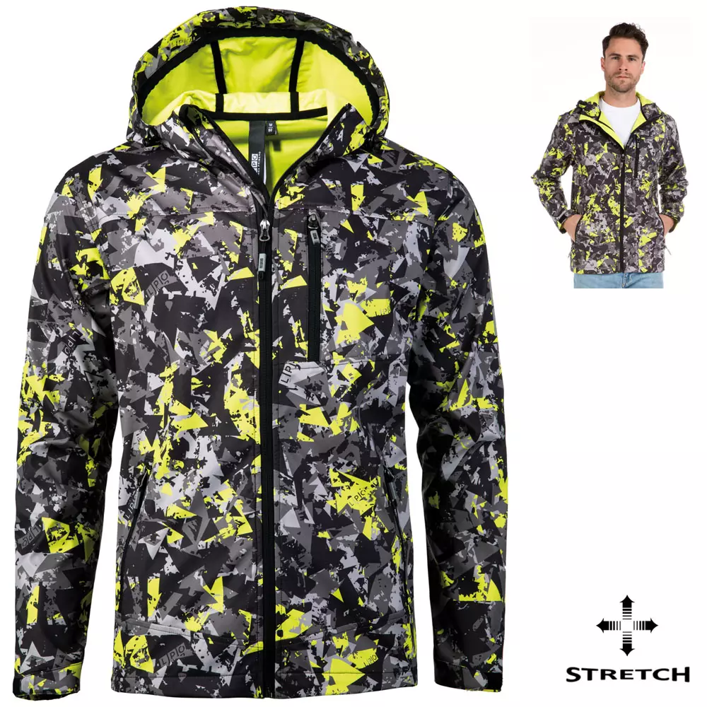 LPO - 3 Lagen Stretch wasserdichte Kapuzen Softshell Jacke Kale