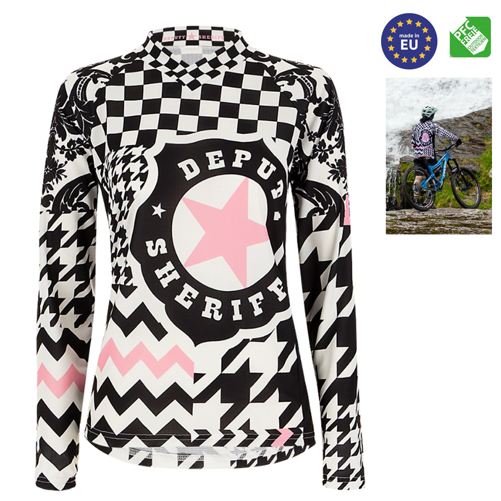 Deputy Sheriff - Damen Radtrikot Longshirt MTB Trikot Crazy Woman