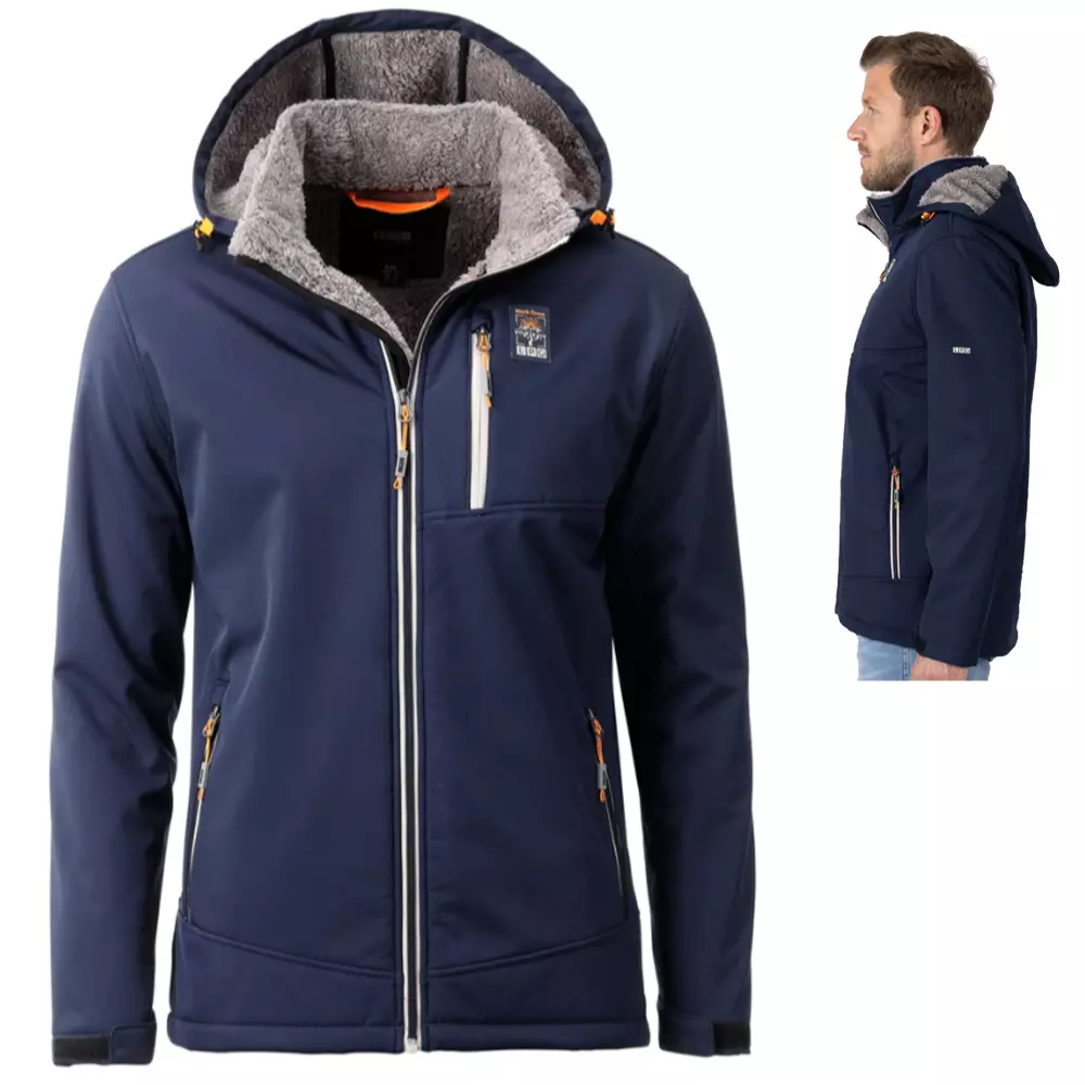 LPO - 3Lagen Softshell Jacke mit kuschligem Hochflorfleece Laron, navy