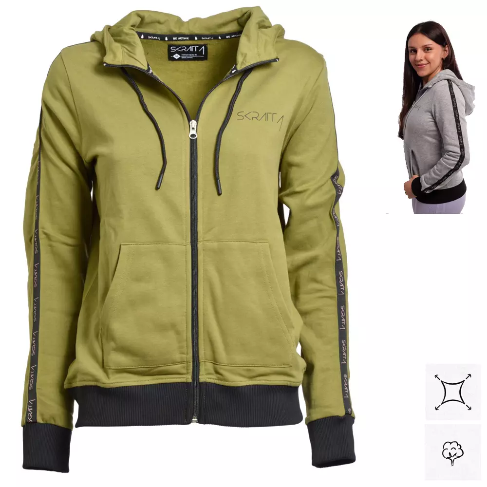 Skratta - Kapuzenpullover Nova Damen Hoodie aus Bio-Baumwolle, grün