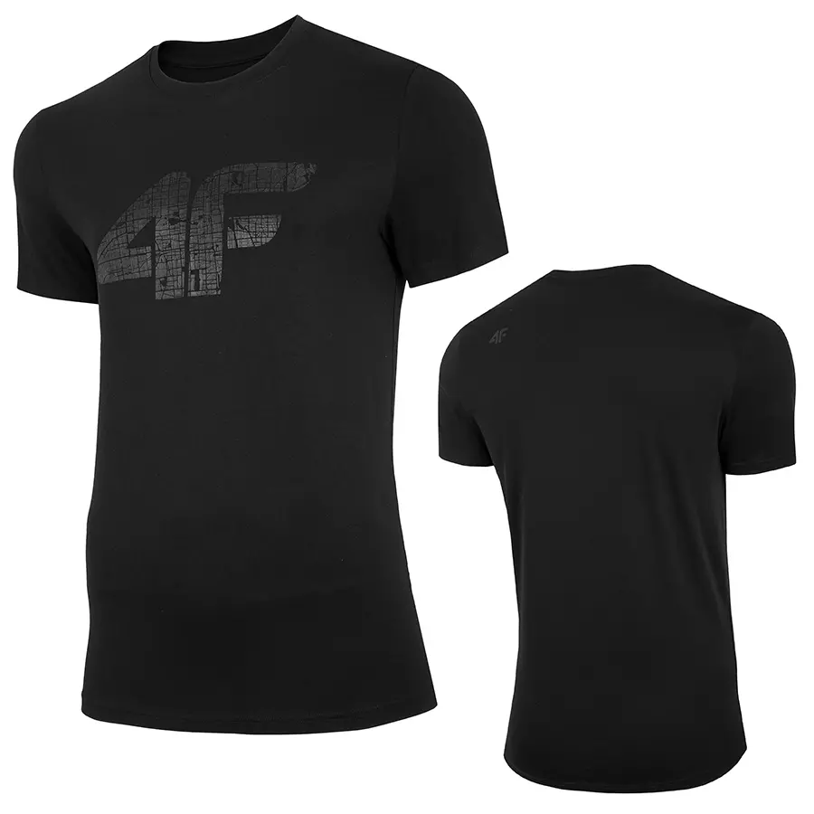 4F -  Logo - Herren T-Shirt Baumwolle - schwarz