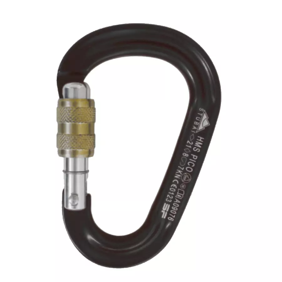 STUBAI -  HMS PICO Easylock Karabiner 21 kN gold schwarz