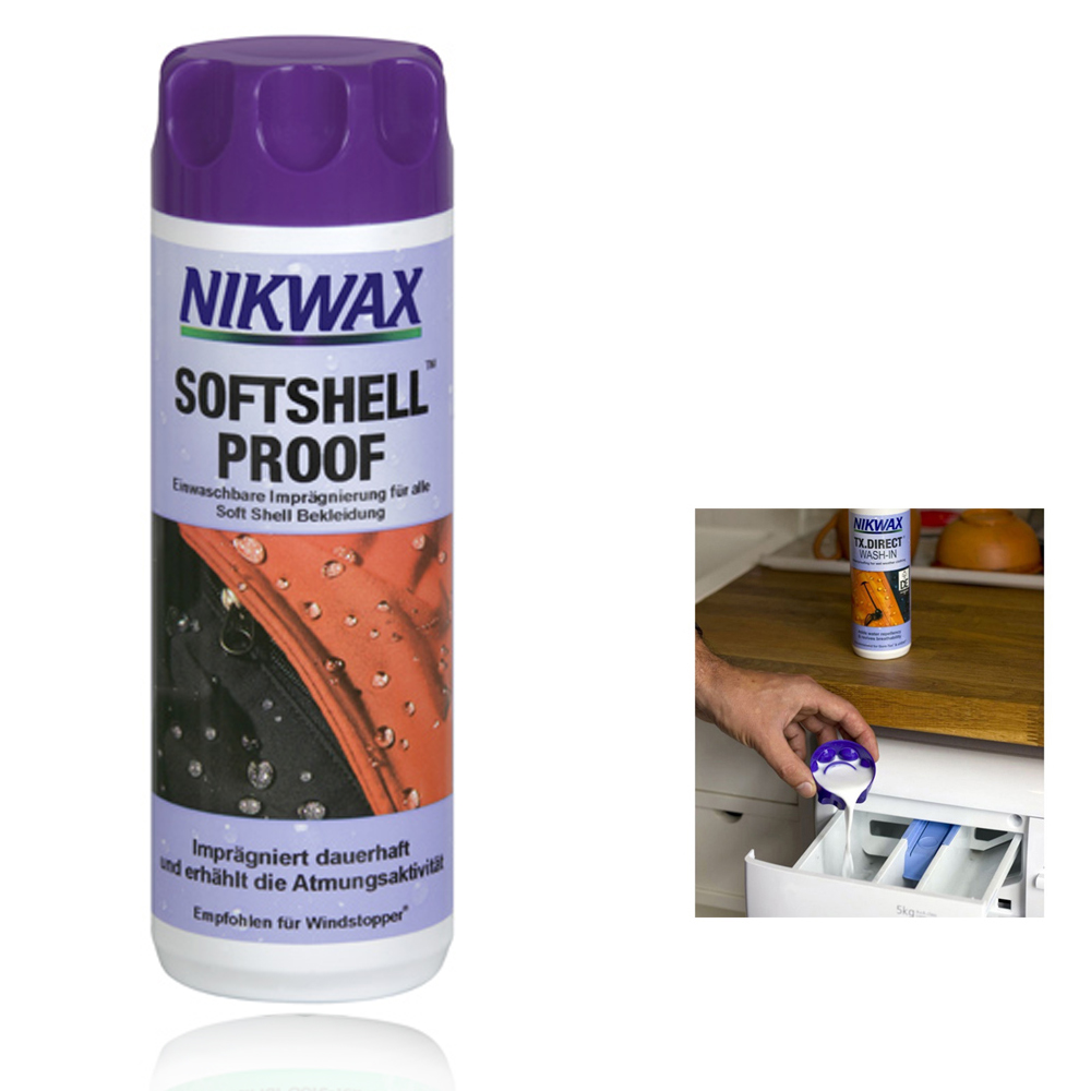 NIKWAX - SOFTSHELL PROOF Einwaschbare Imprägnierung für alle Softshell Bekleidungen Sportbekleidung - 300ml