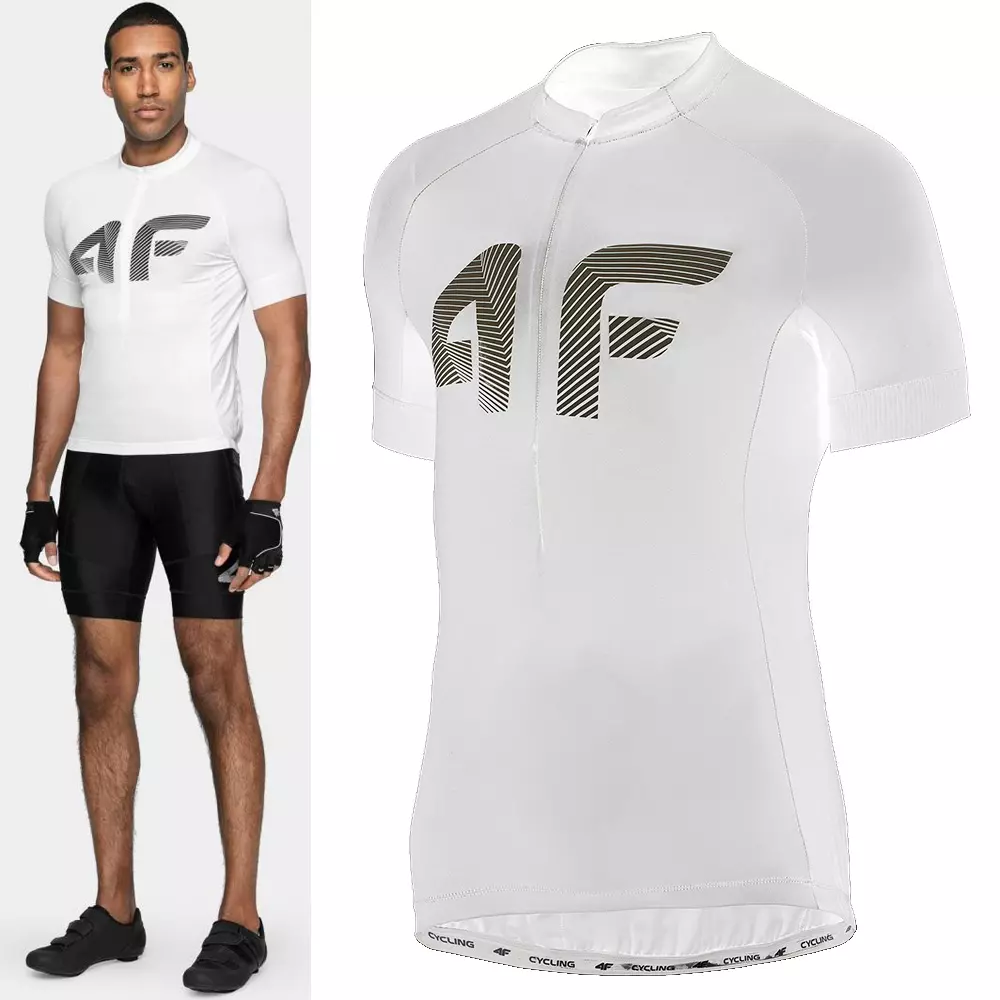 4F - Herren Radtrikot Marken Bike Trikot - weiß