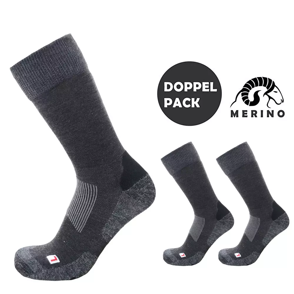 ARECO - TREKKING MERINO - Wandersocken Doppelpack - 2 Paar - grau