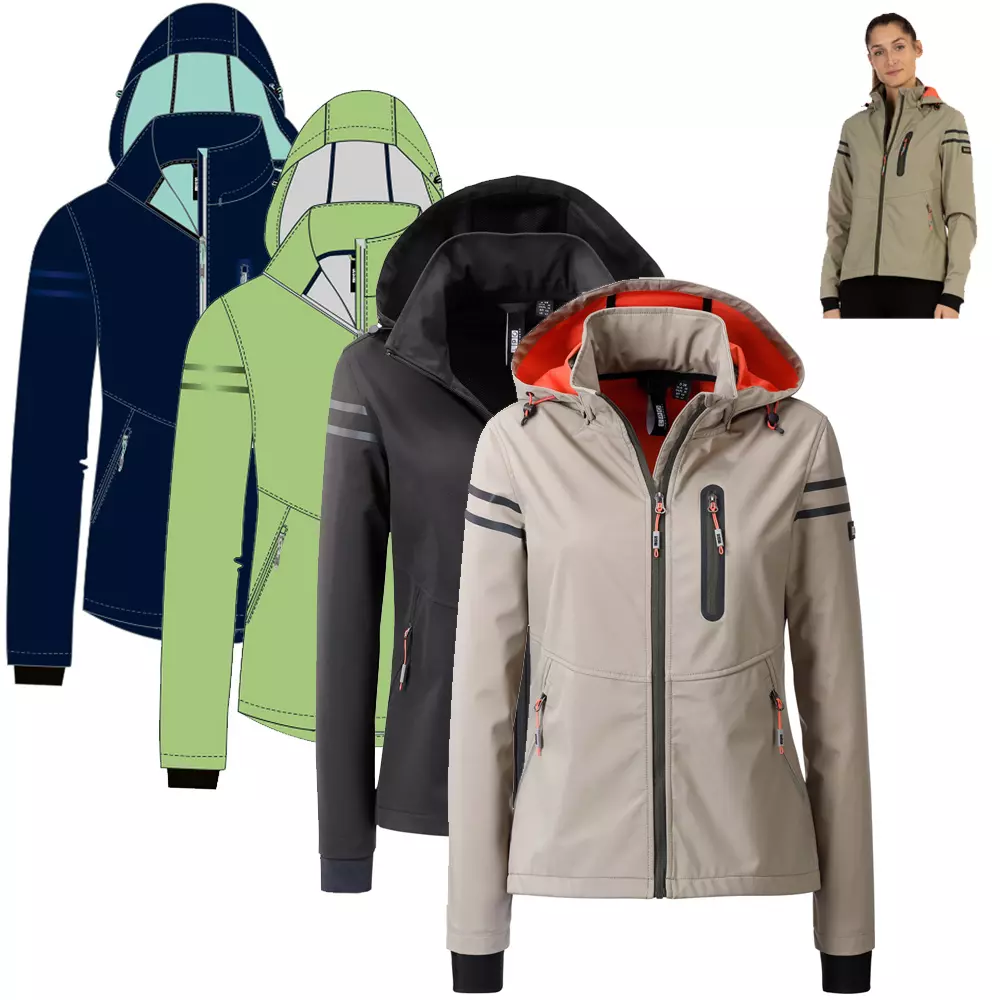 LPO - 3 Lagen Softshell Stretch Jacke mit abnehmbarer Kapuze - Vanessa