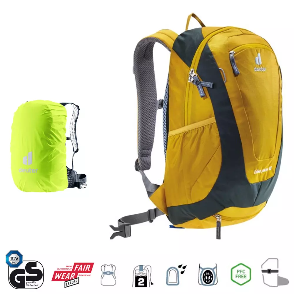 Deuter BIKE PLUS 18 Fahrradrucksack mit Regencape 18L, curry ivy