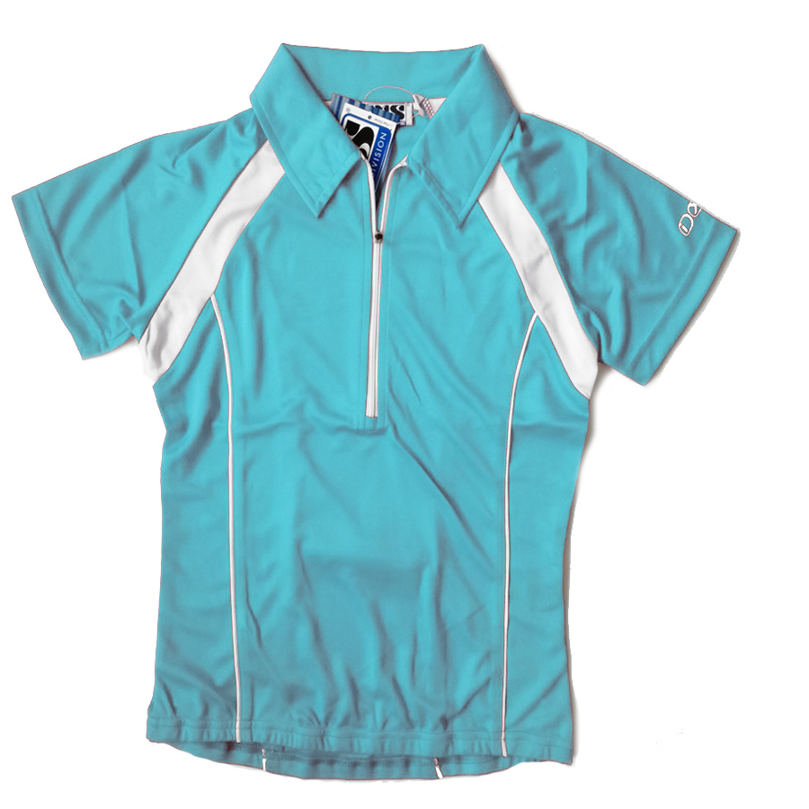 IXS - Damen Sport- Fahrrad Poloshirt - 4way Stretch Sportshirt - blau