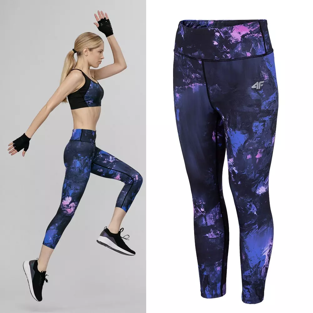 DRY - 4F 7/8 Damen Sport Leggings - navy gemustert