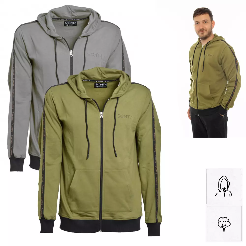 SKRATTA - THOR Zip Jacke Hoody Bio Baumwolle Stretch