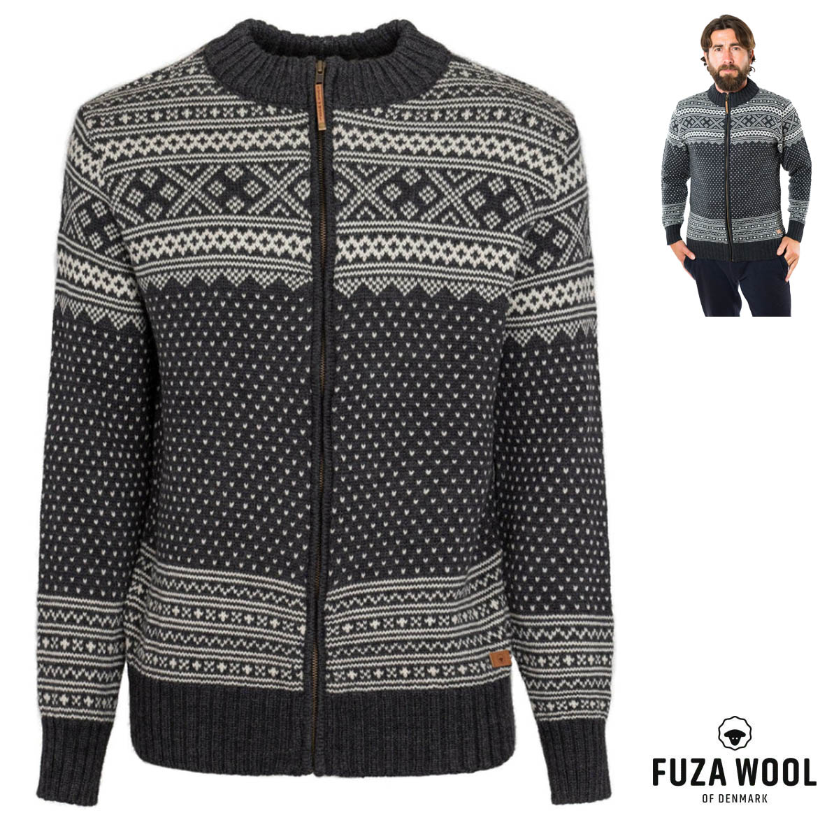 FUZA WOOL - Herren Merino Jacke ARN CARDI Wolle Winter Pullover Jacke