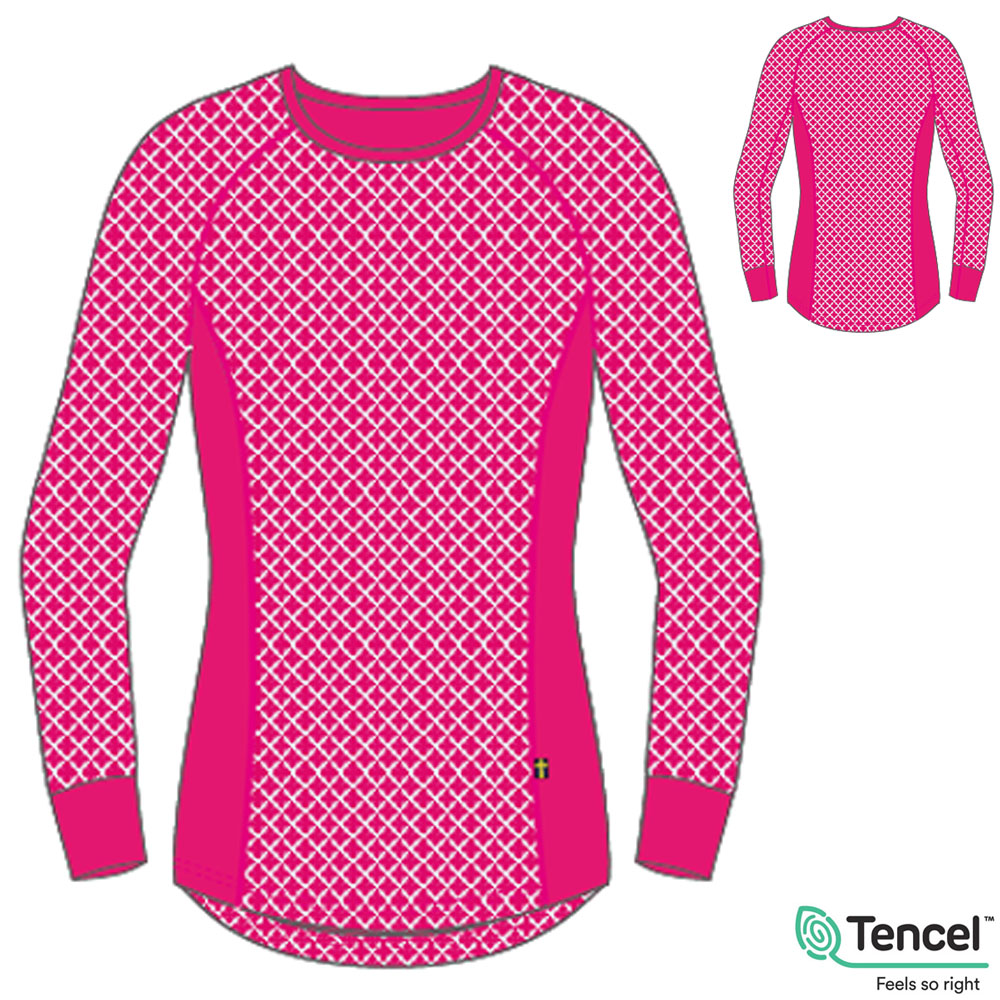 Tencel - funktionelles wärmendes Jaquard 2.0 - Longshirt Damen, pink