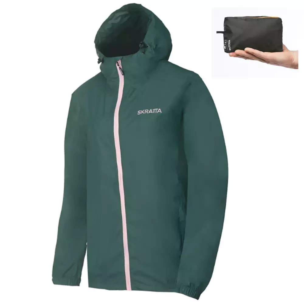 Skratta - Damen Regenjacke Malin inkl. Beutel - komprimierbar, grün