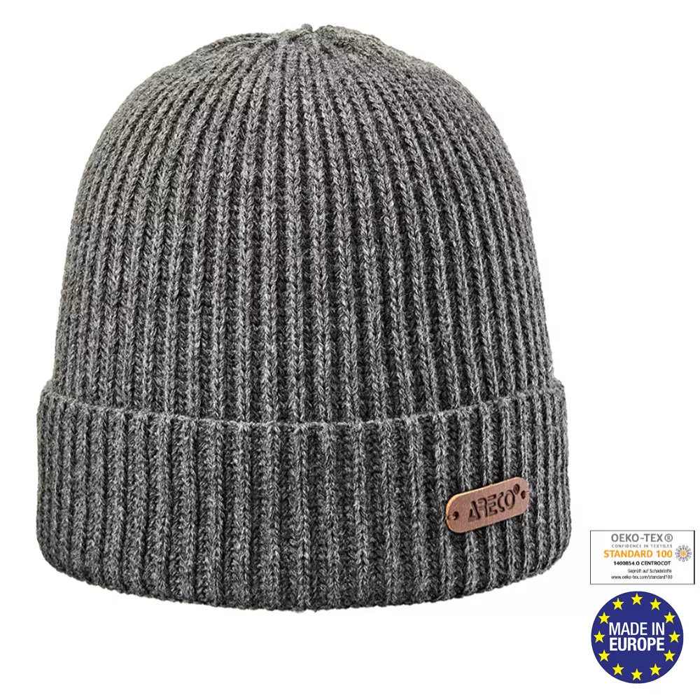 Areco - warme Herren Wintermütze Beanie Strickmütze, grau