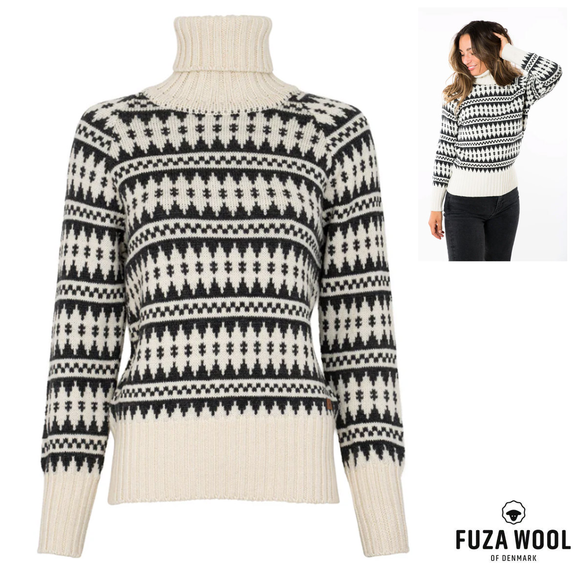 FUZA WOOL - Damen 100% Merino Pullover GUNHILD Sweater Round Neck