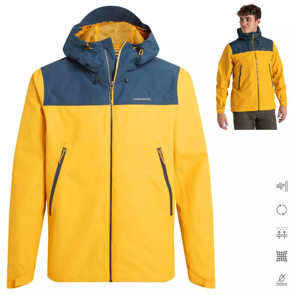 Craghoppers - wasserdichte Stretch Regenjacke Dynamic Pro 20K, gelb