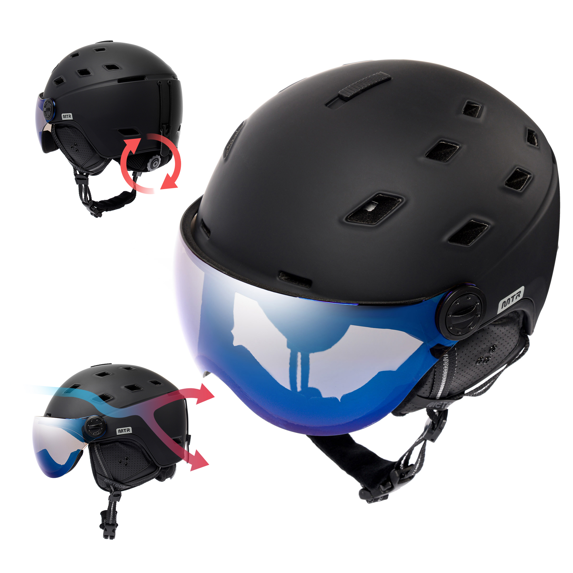 MTR - Hardshell Ski- Snowboardhelm - Winter Skihelm Glide, schwarz