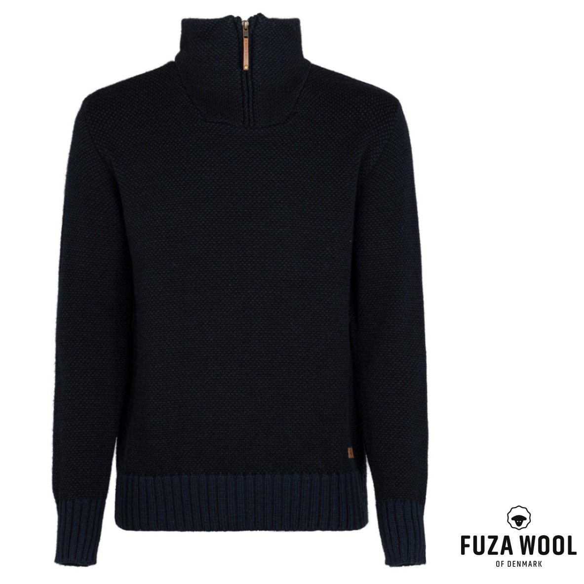 FUZA WOOL - Herren 100% Merino Zip Sweater DAI Pullover Jacke, navy