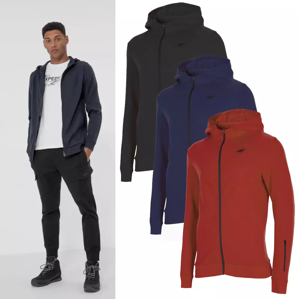 4F - Herren Sport Sweatjacke, Sportjacke Zipped Hoodie