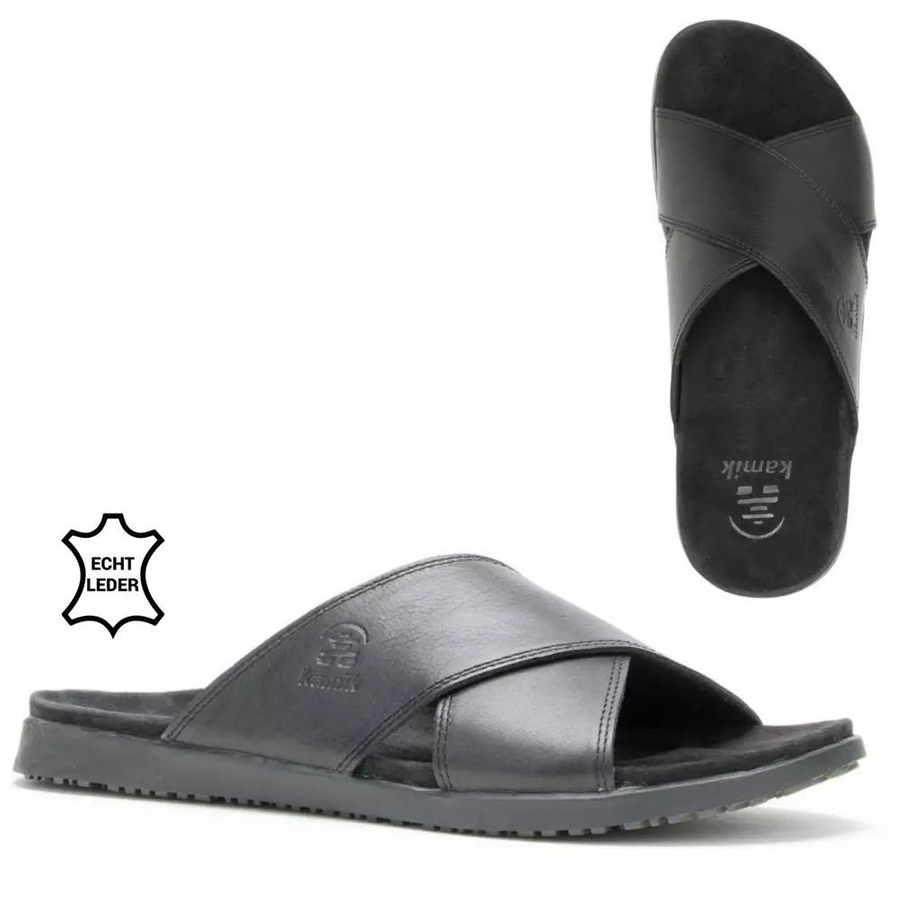 KAMIK - MARTY CROSS Echtleder Herren Sandalen Comfort, schwarz