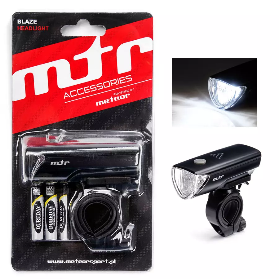 MTR - BLAZE LIGHT - Fahrradlicht Licht mit Halterung und Batterien