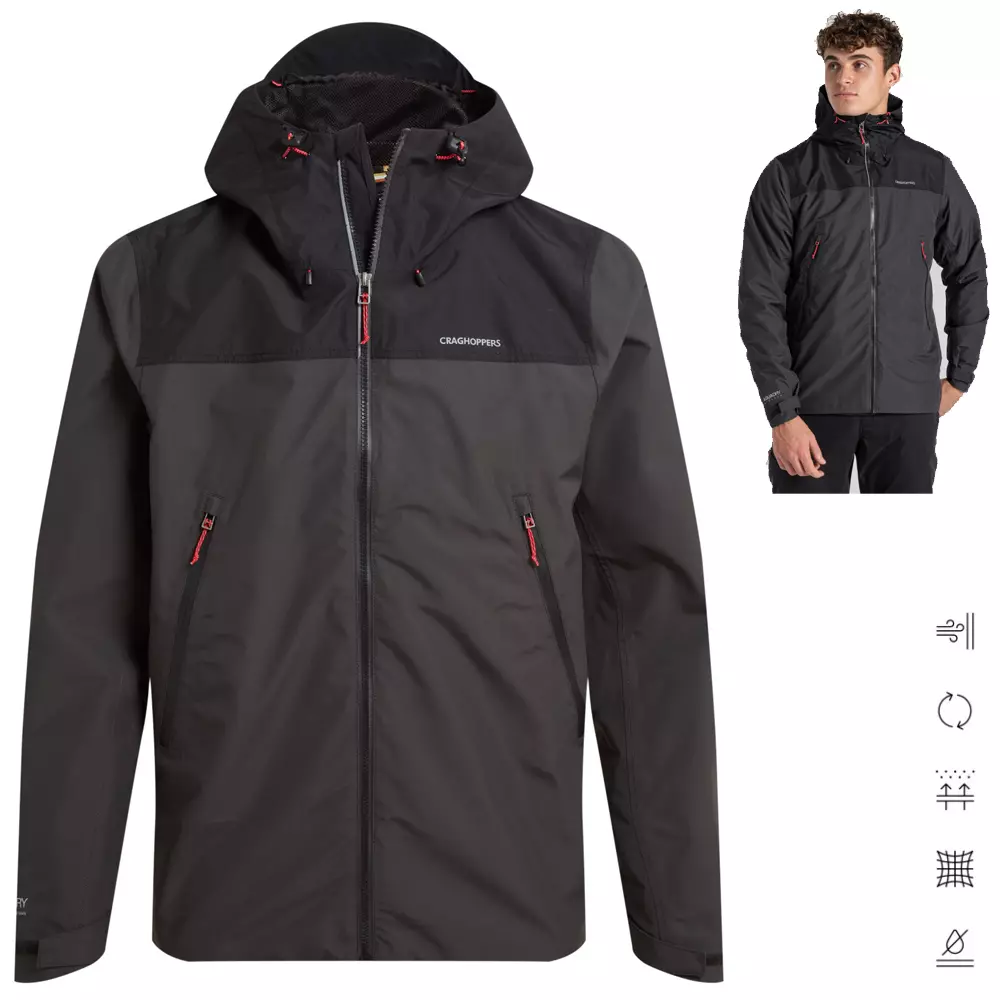 Craghoppers - wasserdichte Stretch Regenjacke VANTH Pro 20K, schwarz