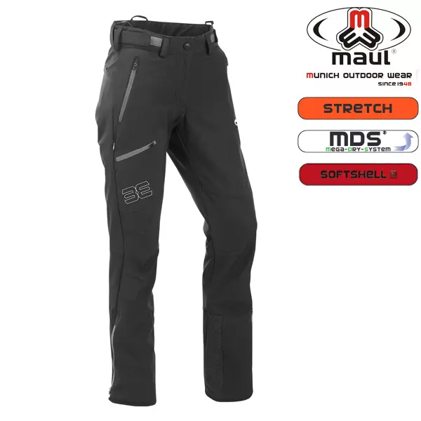 Maul - Berghütte 2024 - Damen Winter Softshell Tourenhose - schwarz