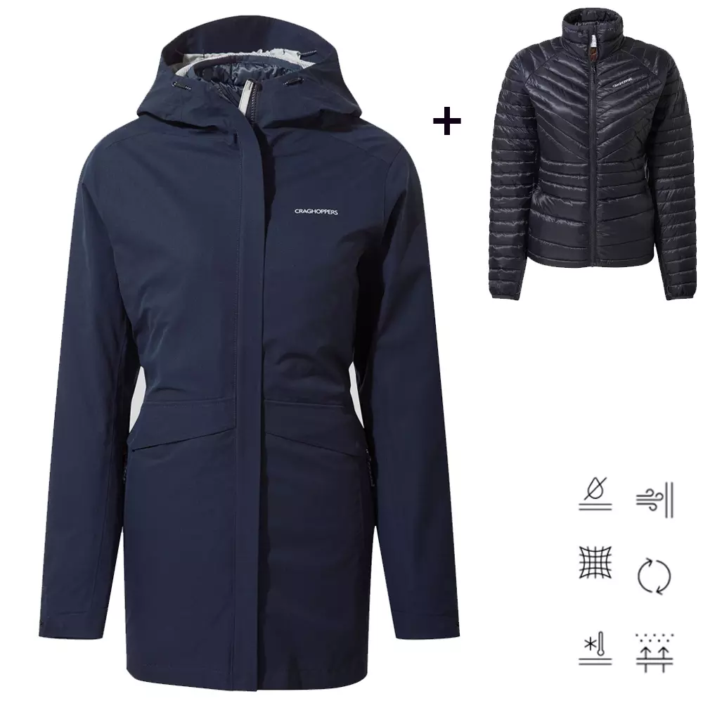 Craghoppers - wasserdichte Doppeljacke mit Innenjacke Caldbeck, navy