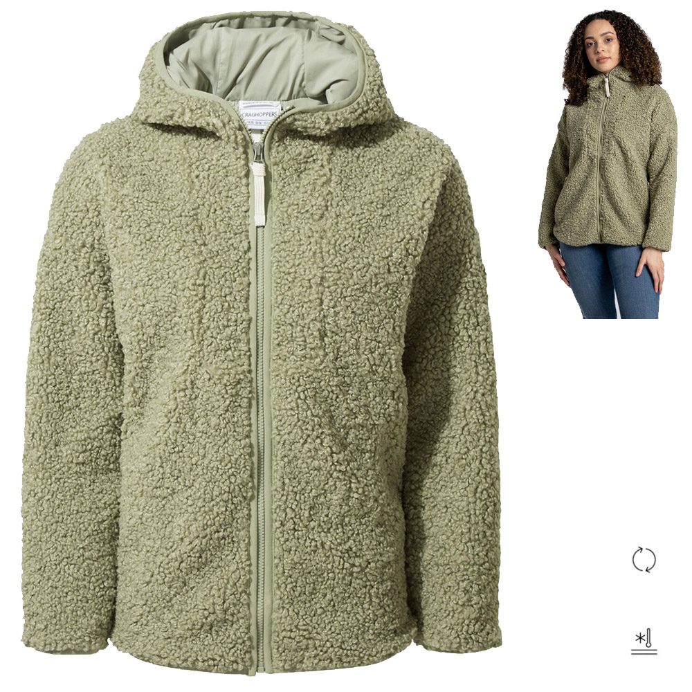 Craghoppers - kuschelige hochflorige Fleece Jacke Orlena Hooded, olive