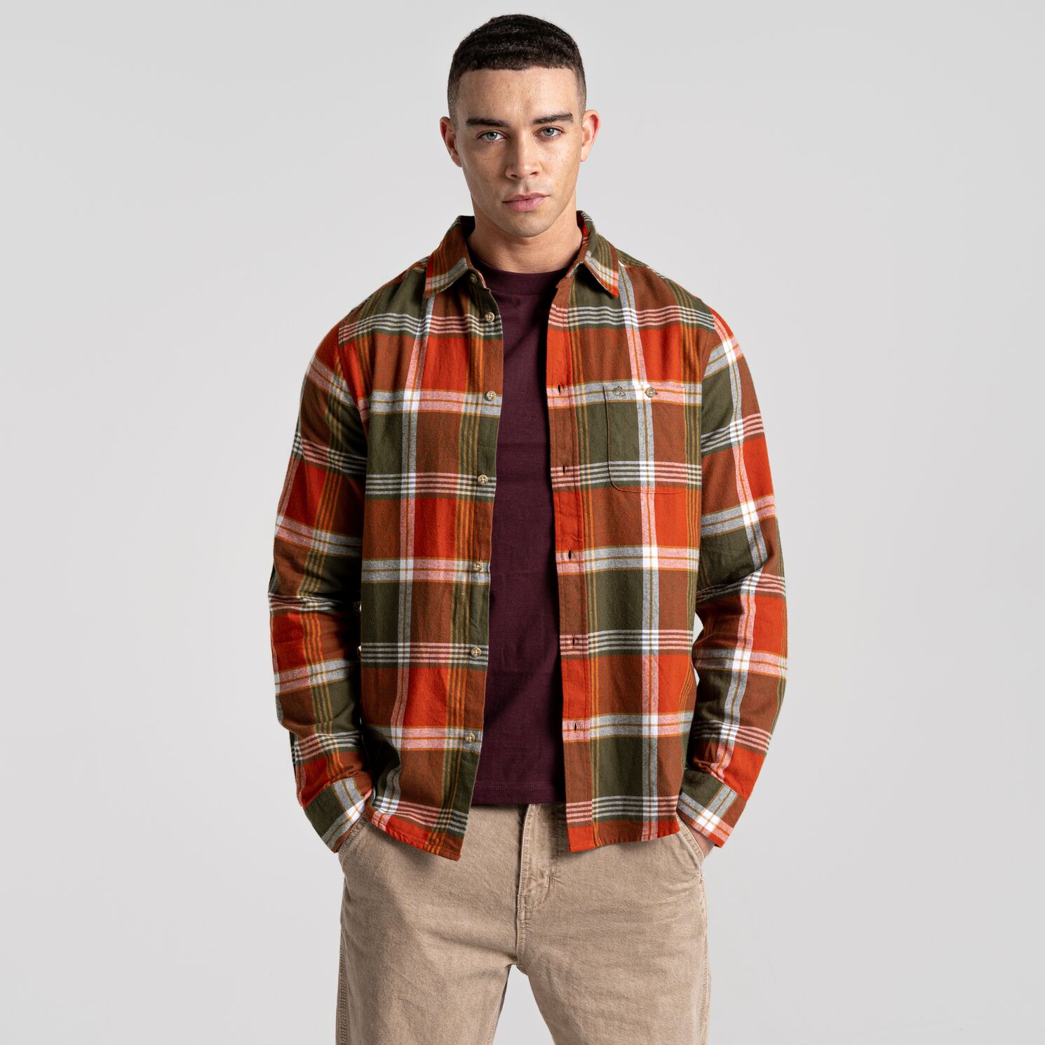 Craghoppers - Outdoor langarm Hemd Karodesign Thornhill Shirt, orange