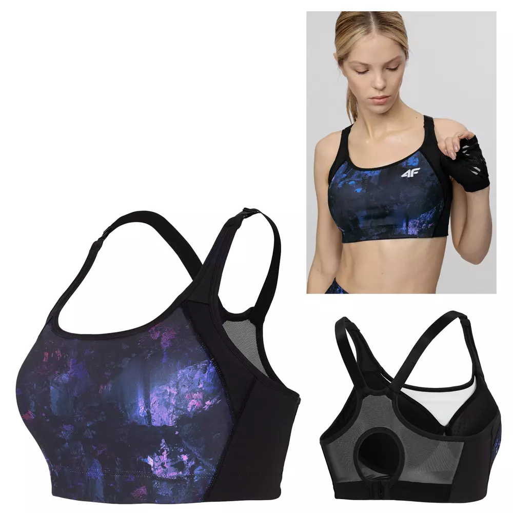 4F - Fitness Kurztop Sport BH- Lauf BH, lila schwarz