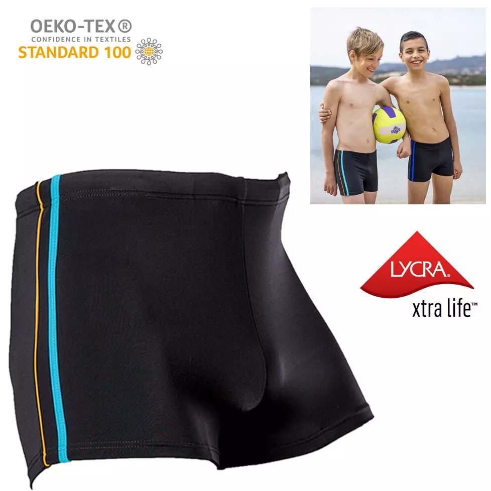 Fashy - Kinder und Jugendliche Badehose Badeshorts, hellblau schwarz