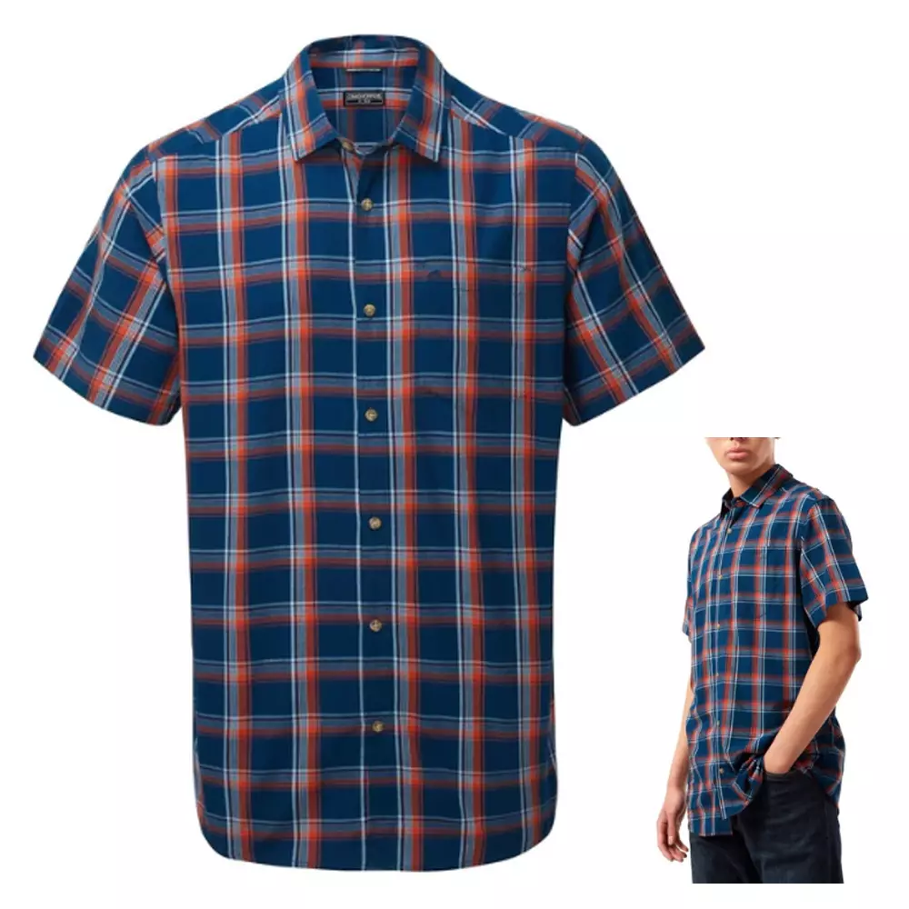 Craghoppers - Herren kurzarm Hemd im Karodesign Rafie Shirt, rot navy