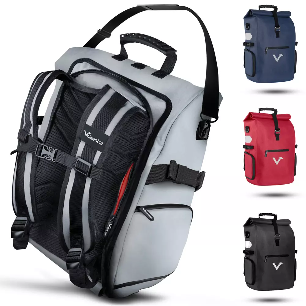 Valkental - ValkPro 3in1 wasserdichte Fahrrad Gepäckträgerradtasche Rucksack 23L