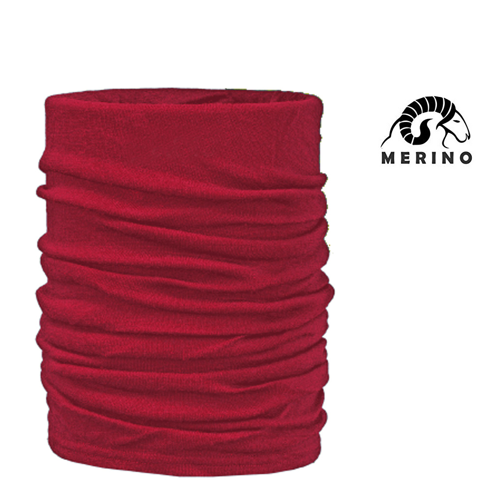 ARECO - MERINO Multifunktions-Halstuch Mütze Schal Neckwarmer - rot