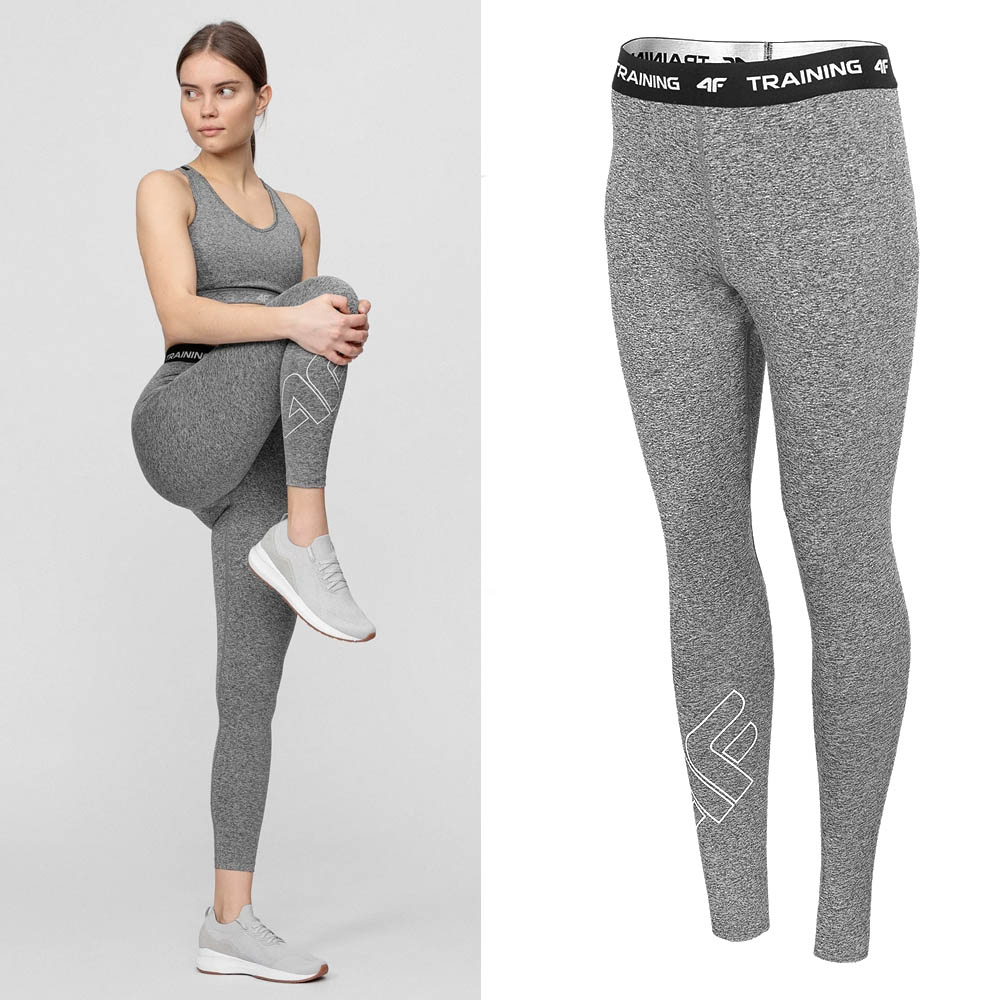 DRY - 4F Damen Sport Leggings - grau melange