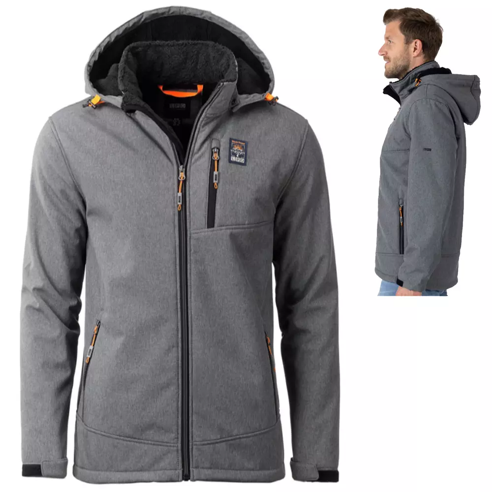 LPO - 3Lagen Softshell Jacke mit kuschligem Hochflorfleece Laron, grau