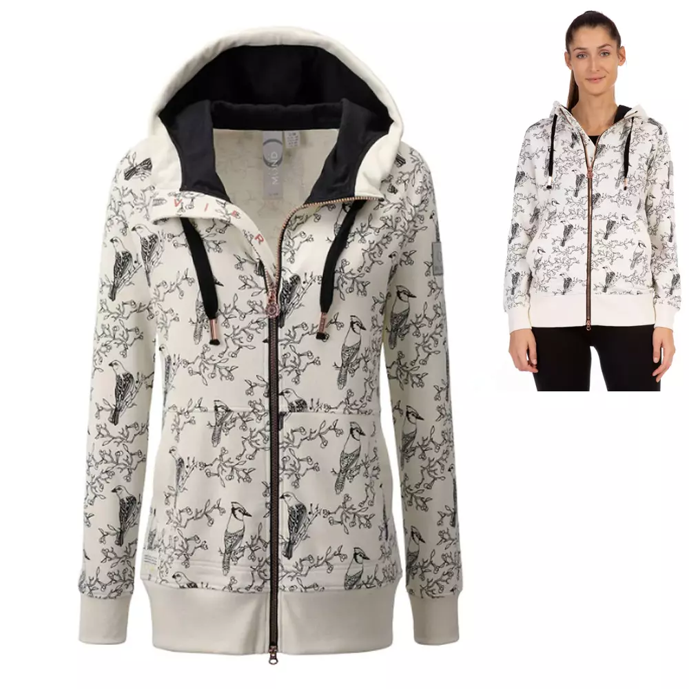 ViertelMond - Modische Sweatjacke aus Bio Baumwolle Valentine, white