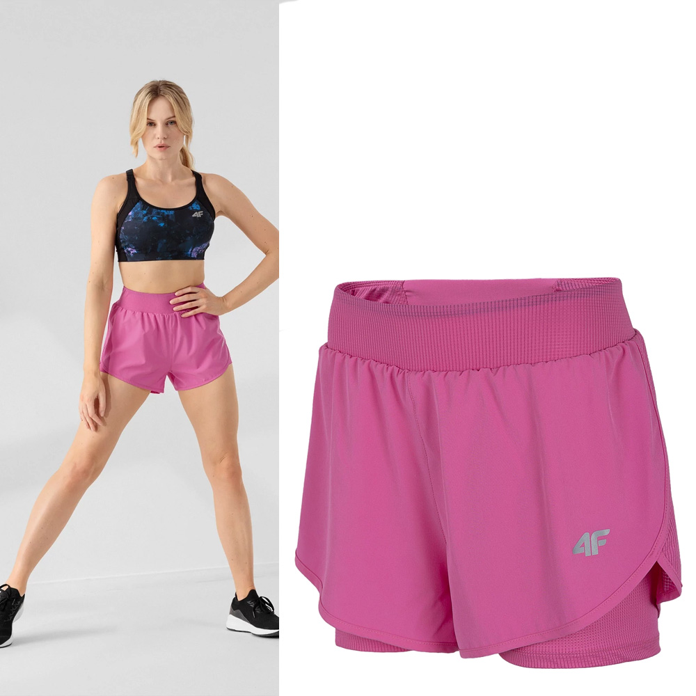 4F - Damen Trainingsshorts "Shorts in Shorts" - pink