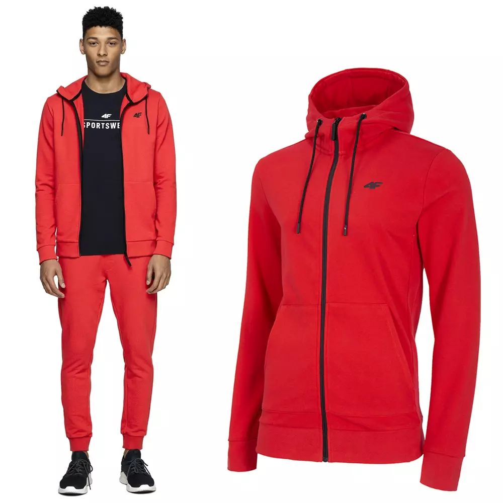 4F - Herren Sportpullover Hoody, rot