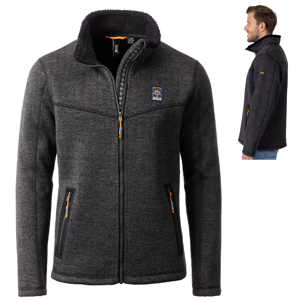 LPO - hochwertige, flauschige Double Face Fleecejacke James, dunkelgrau