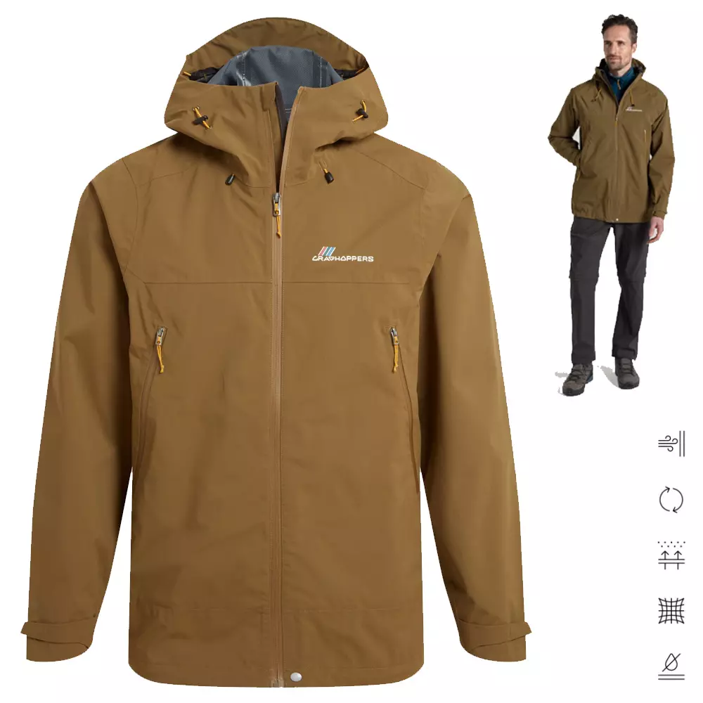 Craghoppers - wasserdichte Stretch Regenjacke MARIS Pro 15K, braun