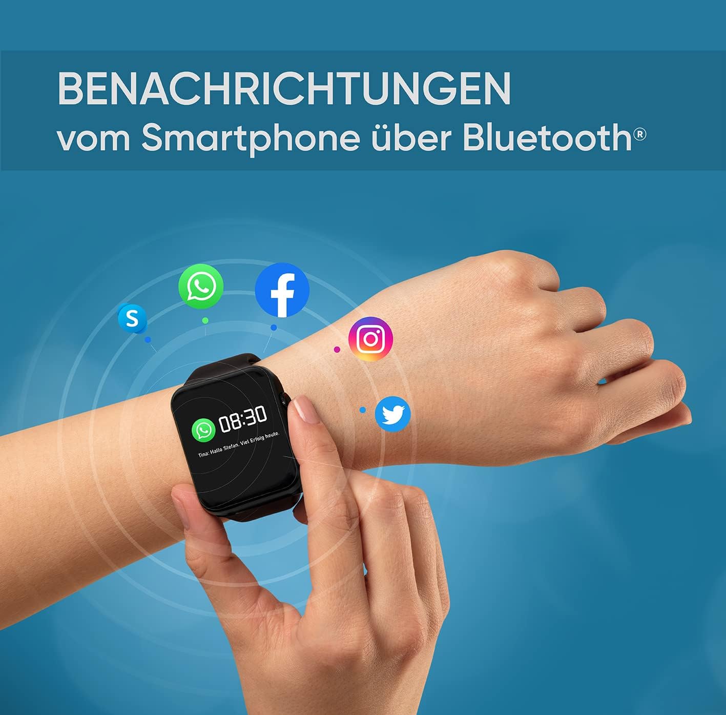 HEYRO Wearable Fitnessuhr FIT 21, Bluetooth Smartwatch Pulsmesser