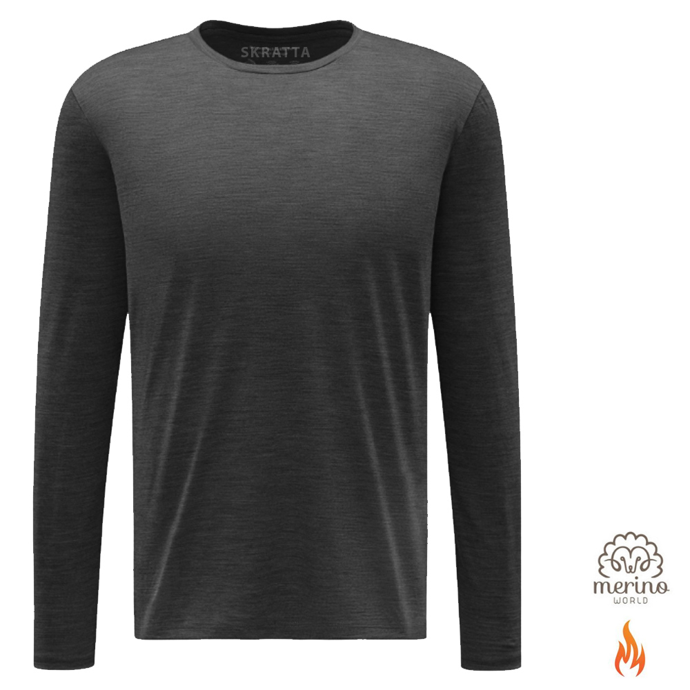 Skratta - Herren wärmendes Thermoshirt Longshirt mit Merino Anteil