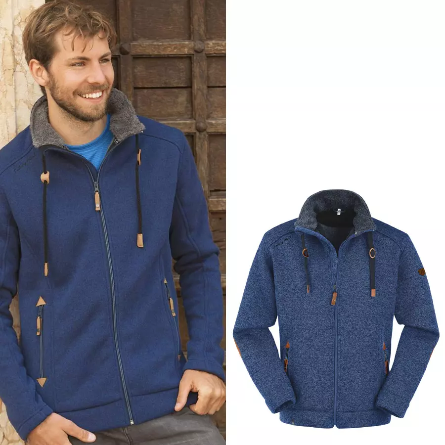 Maul - Lichtenau 2 - Herren dicke Strickfleecejacke - blau