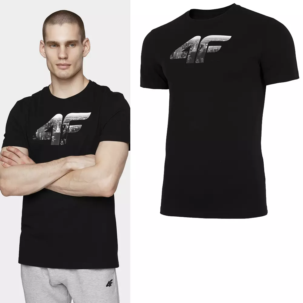 4F - Herren T-Shirt Baumwolle - schwarz