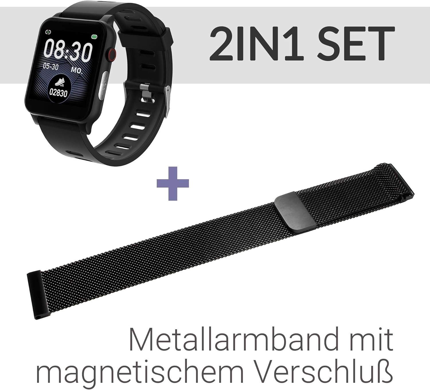 HEYRO Wearable Fitnessuhr FIT 21, Bluetooth Smartwatch Pulsmesser