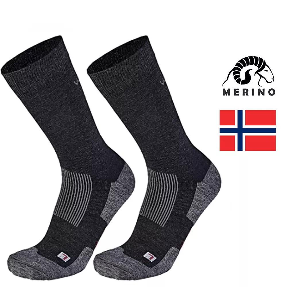 wapiti - Merino Trekking Wandersocken - anatomisch geformt, black